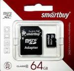 Карта памяти Smartbuy /SD micro 64 Gb (class10)+адаптер